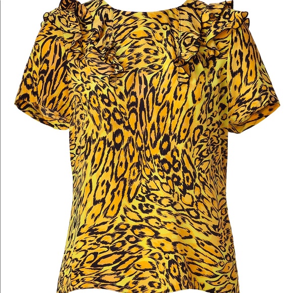 yellow and black leopard print top